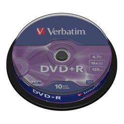 Foto: 1x10 Verbatim DVD+R 4,7GB 16x Speed, matt silver Cakebox