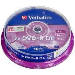 Foto: 1x10 Verbatim DVD+R Double Layer 8x Speed, 8,5GB matt silver