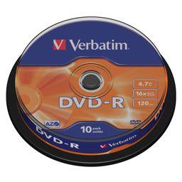 Foto: 1x10 Verbatim DVD-R 4,7GB 16x Speed, matt silver Cakebox