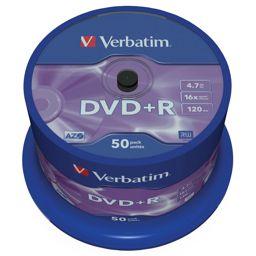 Foto: 1x50 Verbatim DVD+R 4,7GB 16x Speed, matt silver