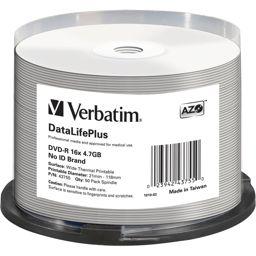 Foto: 1x50 Verbatim DVD-R 4,7GB 16x white wide thermal print. NO-ID